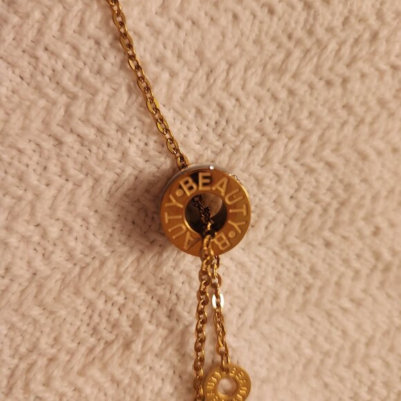 Gold plated necklace with enamel and zirconia pendant - Picture 7 of 10